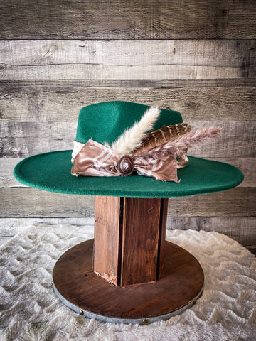 Envy Plains - Green Flat Wide Brim Hat