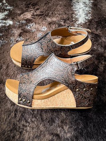 Isabella Tooled Wedges in Chocolate by Very G