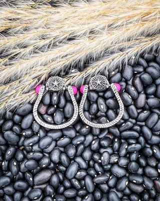 Star Stirrup Fashion Stud Earrings - Pink