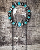 Wild Bloom Beaded Stretch Fashion Bracelet - Turquoise