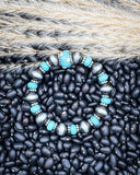 Wild Bloom Beaded Stretch Fashion Bracelet - Turquoise