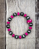 Wild Bloom Beaded Stretch Fashion Bracelet - Pink