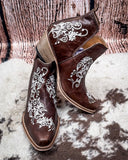 Prairie Dream Embroidered Western Leather Ankle Booties by Myra Bag