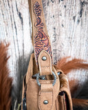 Desert Bloom Tooled Hairon Shoulder Bag in Brown by Trinity Ranch