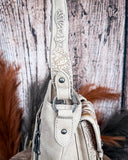 Desert Bloom Tooled Hairon Shoulder Bag in Tan by Trinity Ranch