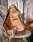 Desert Range Tooled Hairon Backpack in Brown by Trinity Ranch