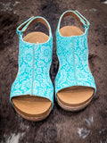 Isabella Tooled Wedges in Turquoise by Very G