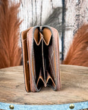 Prairie Rose Tooled Wallet in Brown by Wrangler