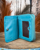 Prairie Rose Tooled Wallet in Turquoise by Wrangler
