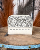 Prairie Rose Tooled Wallet in Khaki by Wrangler