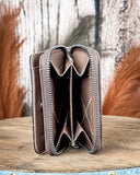 Prairie Rose Tooled Wallet in Coffee by Wrangler