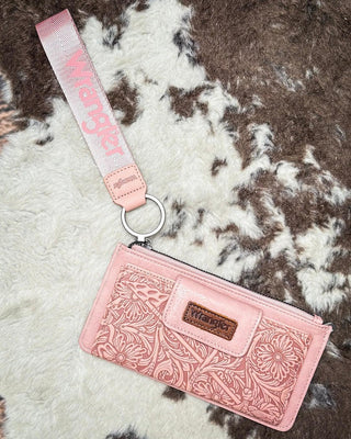 Marlowe Tooled Wristlet Wallet in Dark Pink by Wrangler