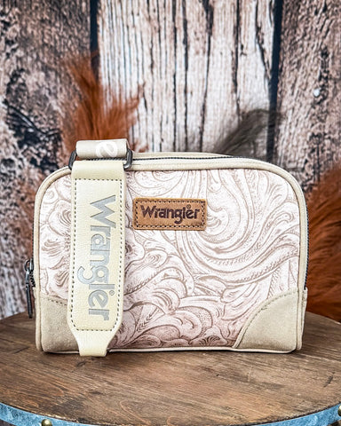 Canyon Trail Tooled Crossbody Bag in Khaki by Wrangler