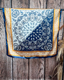 Thatcher Wild Rag – Navy & Copper Paisley Silk Blend Scarf