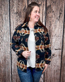 Arroyo Aztec Button Down Shacket – Black, Rust & Cream
