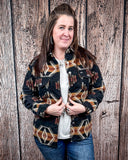 Arroyo Aztec Button Down Shacket – Black, Rust & Cream