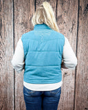 Boot Stitch Puffer Vest in Teal by Lucky & Blessed