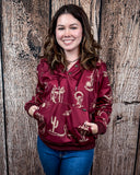 Desert Rodeo Graphic Hoodie – Burgundy Western Pullover