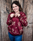 Desert Rodeo Graphic Hoodie – Burgundy Western Pullover