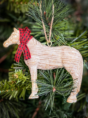 Rustic Horse with Bow Ornament Gift Items Gift Corral Bronco Western Supply Co. 