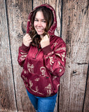 Desert Rodeo Graphic Hoodie – Burgundy Western Pullover