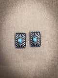 Windom Stud Earring - Silver - Western Jewelry - Faux Turquoise - Bronco Western Supply Co.
