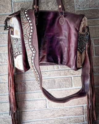 Dangle Wangle Hair-On Tooled Leather Bag by Myra Bag