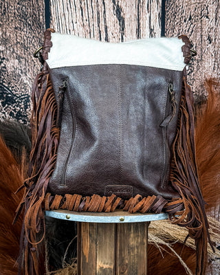 Cowboy Sunset Leather Fringe Crossbody Bag