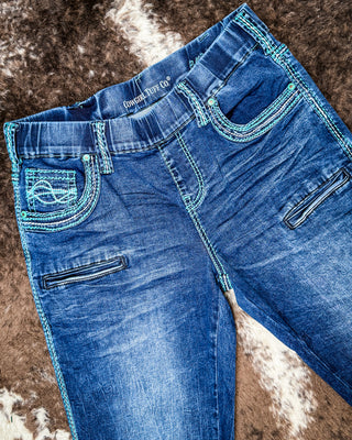 Pull-On Turquoise Hurricane Trouser by Cowgirl Tuff