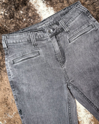 Gray Bootstitch High-Waisted Trouser Jeans by Cowgirl Tuff