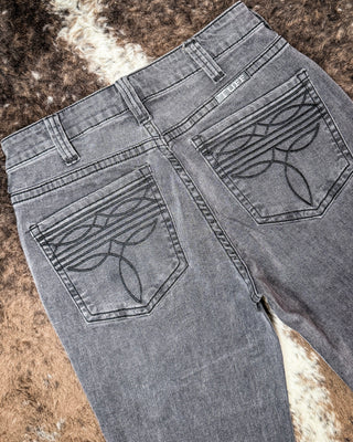 Gray Bootstitch High-Waisted Trouser Jeans by Cowgirl Tuff