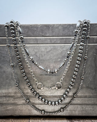 Iron Hollow Layered Beaded Necklace with Snaffle Bit Charm