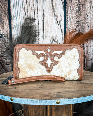 The Calamity Hair-On Wallet in Brown by Trinity Ranch