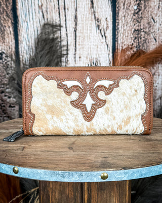 The Calamity Hair-On Wallet in Brown by Trinity Ranch