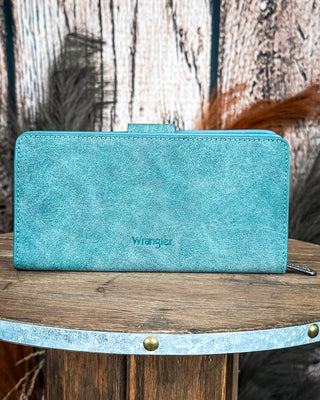Dusk Trail Tooled Wallet in Turquoise by Wrangler