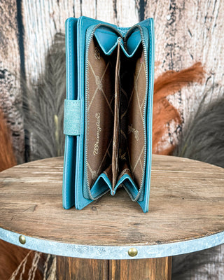 Dusk Trail Tooled Wallet in Turquoise by Wrangler