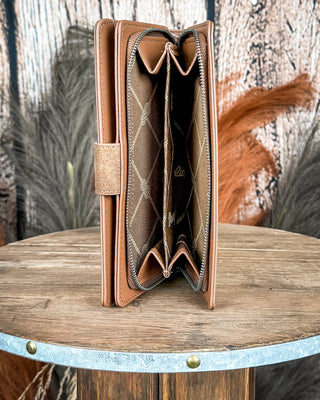 Dusk Trail Tooled Wallet in Brown by Wrangler