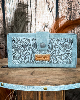 Dusk Trail Tooled Wallet in Jean by Wrangler