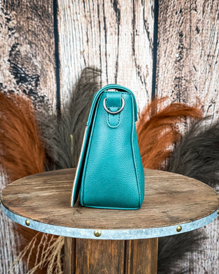 The Calamity Hair-On Crossbody in Turquoise by Trinity Ranch