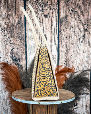 Rowena Tooled Concealed Carry Tote in Tan by Montana West