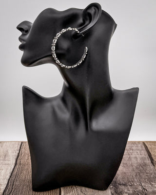 Silver Rowan Scalloped Hoop Earrings