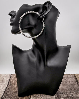 Harper Pearl Hoop Earrings in Silver