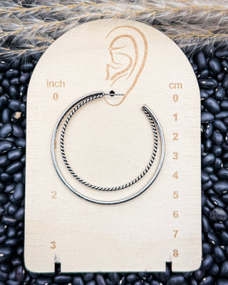 Frostline 18K White Gold Plated Double Hoop Earrings