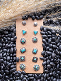 Jamie Stud Earring Set - Silver - Faux Turquoise Earrings - Bronco Western Supply Co.