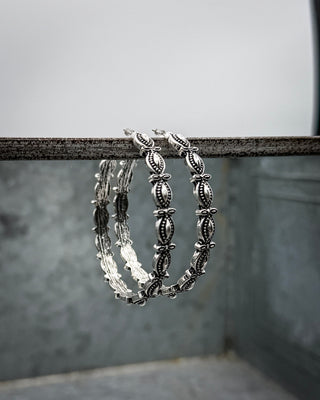 Silver Rowan Scalloped Hoop Earrings