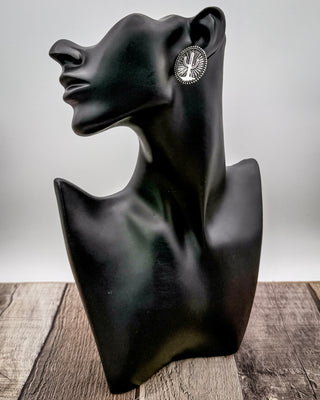 Solara Etched Cactus Stud Earrings