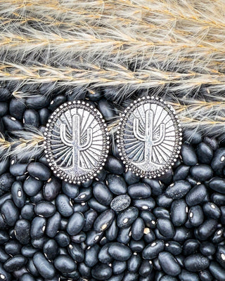 Solara Etched Cactus Stud Earrings