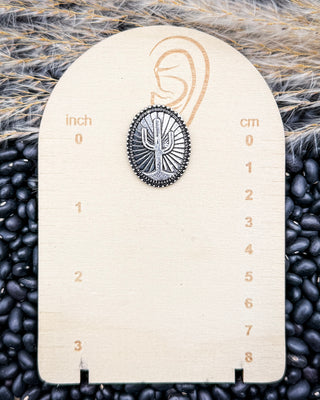 Solara Etched Cactus Stud Earrings