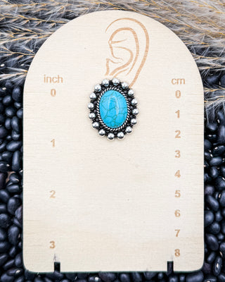 Linden Oval Stone Stud Earrings in Turquoise