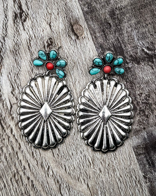 Avaline Concho Drop Stud Earrings